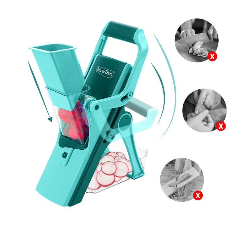 Affettatrice Nicer Dicer Mando - 12 Pezzi Con 6 Lame Intercambiabili - Per Verdure, Frutta - Taglio A Fette E Julienne - Sicuro E Facile - Foto 12