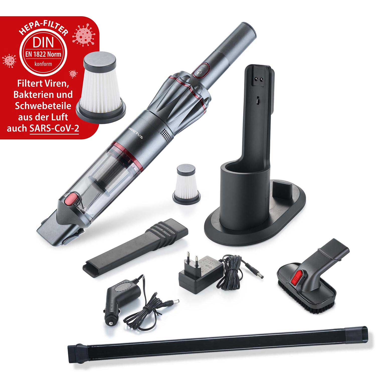 Invictus One 1.0 | Handstaubsauger | Set 12-tlg. (Anthrazit)