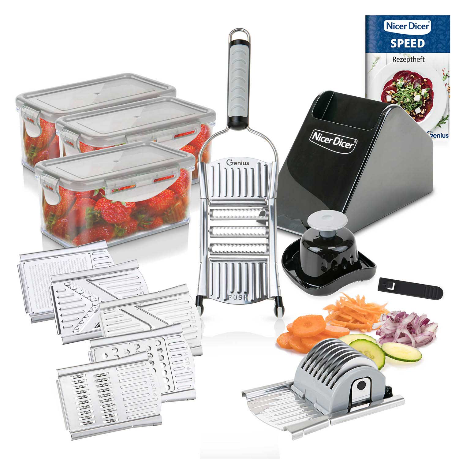 Nicer Dicer Speed Gemüsehobel | Deluxe-Set 19-tlg.